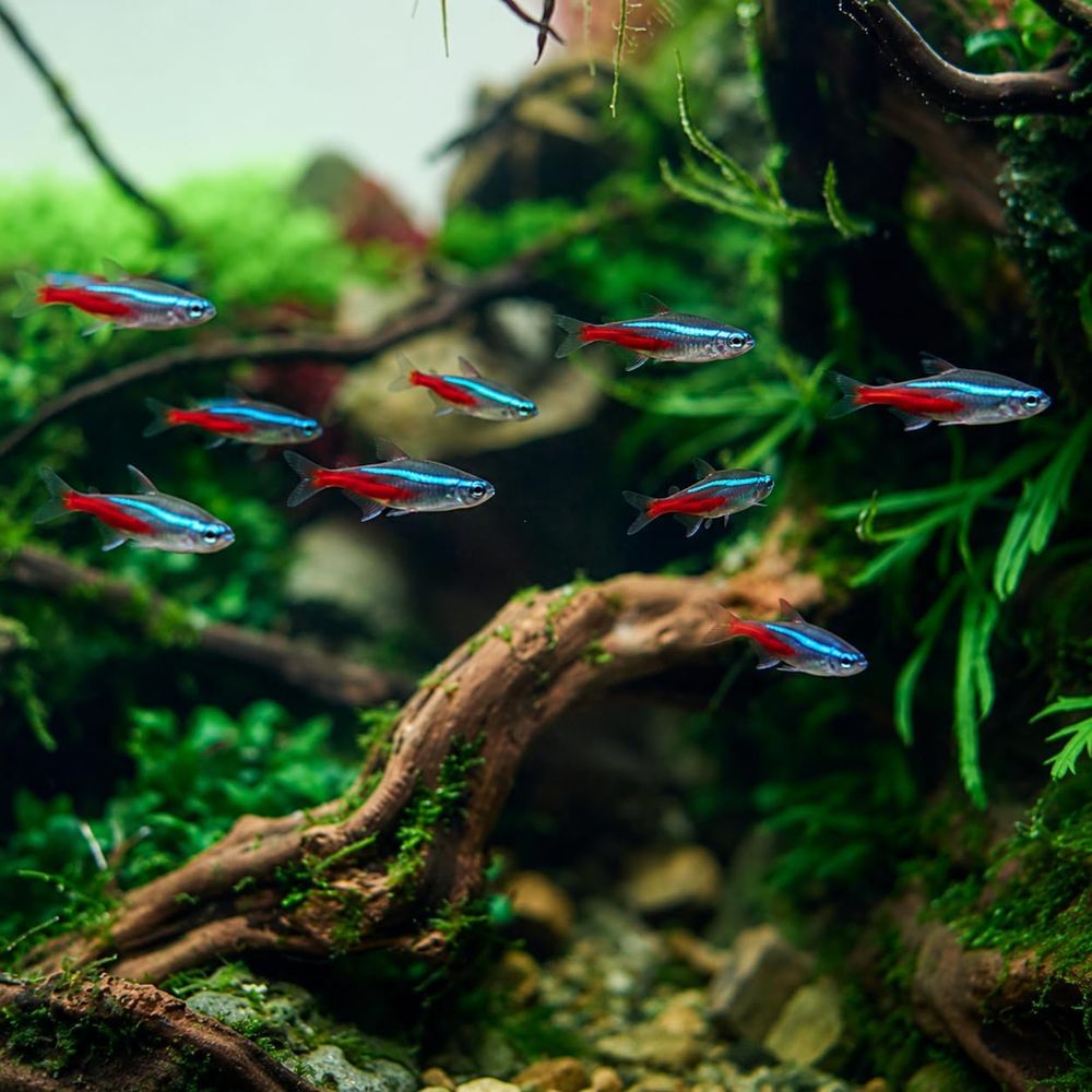 Tetra Fish In Aquarium - سمك تيترا نيون للمياه العذبة (الحجم: