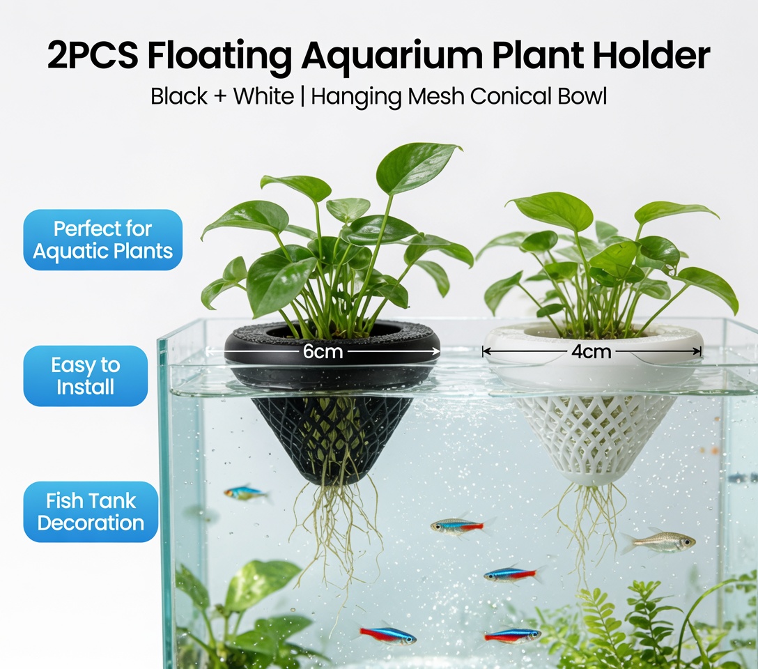 قطعتان من حامل النباتات العائم - مراجعة Aquarium Fish Cichlid وسعره