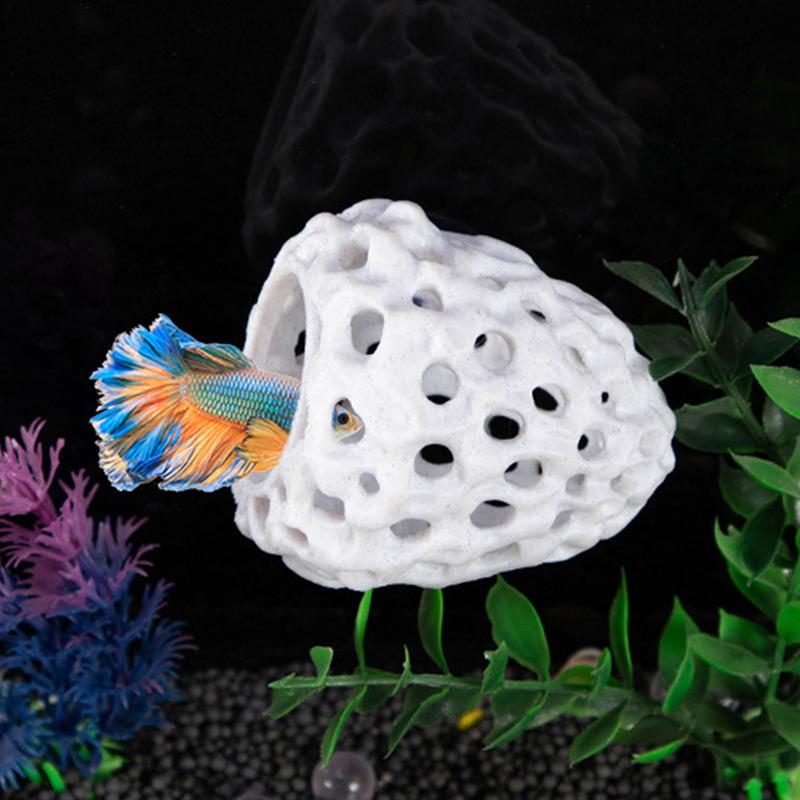 غير النظامية حوض السمك زينة زخ - مراجعة Aquarium Fish Hiding Spot وسعره