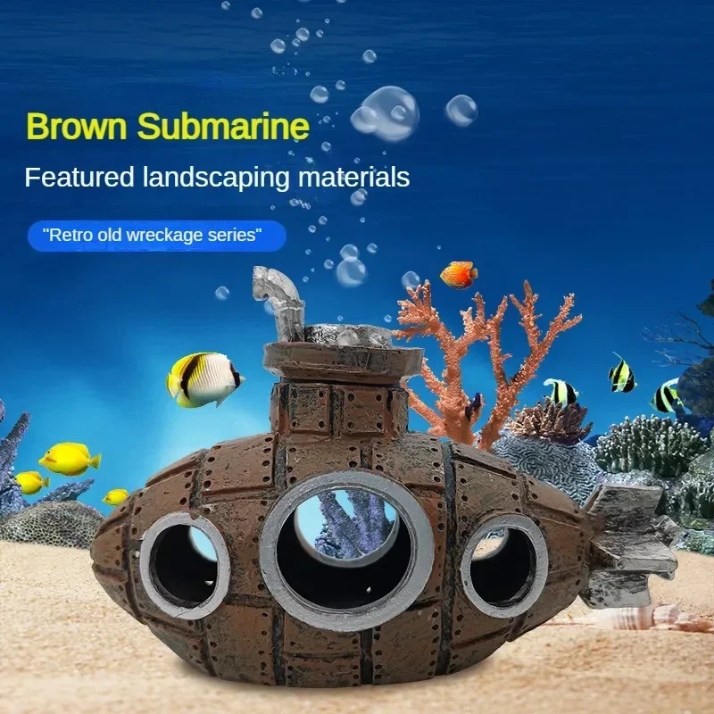 زينة على شكل غواصة من الراتنج  - مراجعة Aquarium Fish Cichlid وسعره